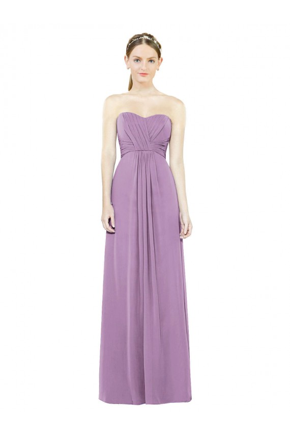 Sleeveless Sweetheart Soft Chiffon Dark Lavender Long Bridesmaid Dress Cardiff