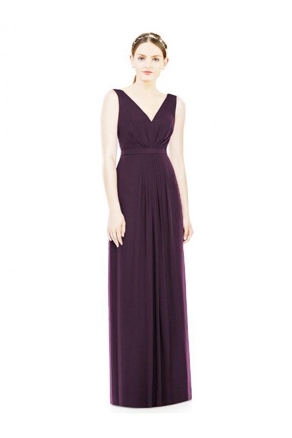 Sleeveless V-Neck Chiffon Grape Long Bridesmaid Dress / Evening Dress Cardiff