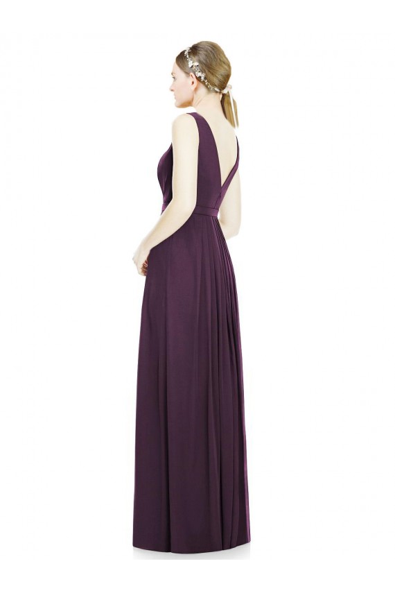 Sleeveless V-Neck Chiffon Grape Long Bridesmaid Dress / Evening Dress Cardiff