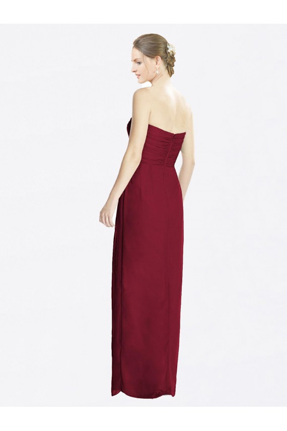 Sleeveless Sweetheart Soft Chiffon Burgundy Sheath Long Bridesmaid Dress Cardiff