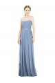 Sleeveless Strapless Soft Chiffon Dusty Blue A-Line Long Bridesmaid Dress Cardiff