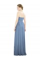 Sleeveless Strapless Soft Chiffon Dusty Blue A-Line Long Bridesmaid Dress Cardiff