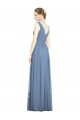 Sleeveless V-Neck Soft Chiffon Dusty Blue Long Semi Formal Evening Dress / Bridesmaid Dress Cardiff