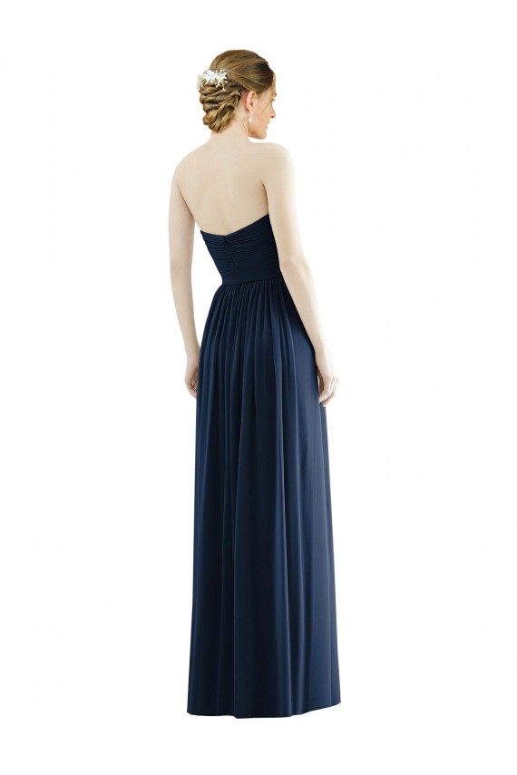 Sleeveless Strapless Soft Chiffon Dark Navy Long Formal Evening Gown / Bridesmaid Dress Cardiff