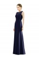 Sleeveless Illusion Neck Soft Chiffon & Lace Dark Navy Long Bridesmaid Dress Cardiff