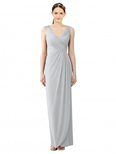 Sleeveless V-Neck Chiffon Frost Long Bridesmaid Dress / Evening Dress Cardiff