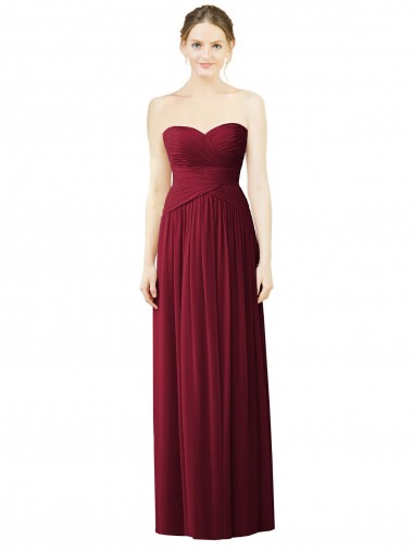Sleeveless Sweetheart Soft Chiffon Burgundy Long Evening Dress / Bridesmaid Dress Cardiff
