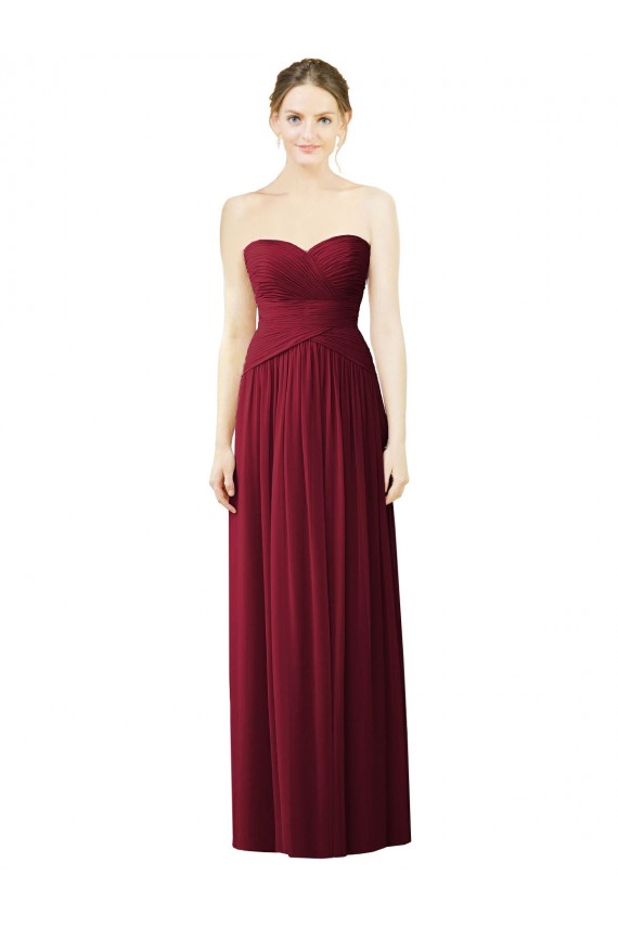 Sleeveless Sweetheart Soft Chiffon Burgundy Long Evening Dress / Bridesmaid Dress Cardiff