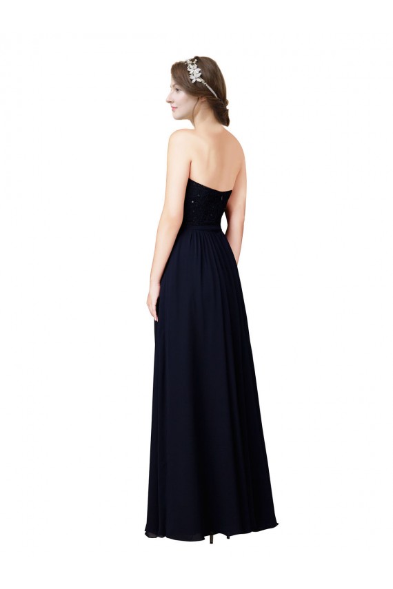 Sleeveless Sweetheart Soft Chiffon Dark Navy Long Formal Dress / Bridesmaid Dress Cardiff
