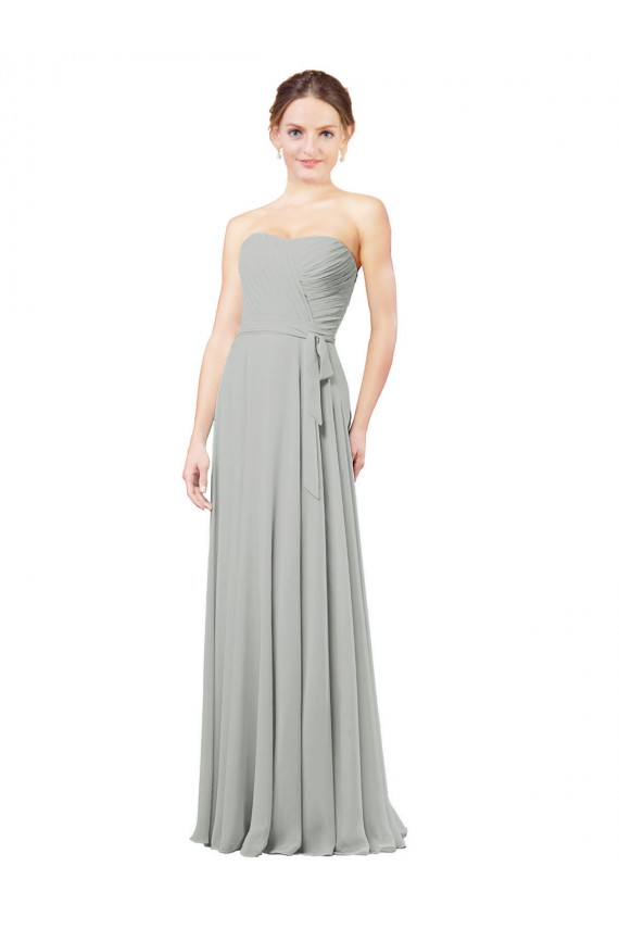Sleeveless Sweetheart Soft Chiffon Silver Long Bridesmaid Dresses Cardiff