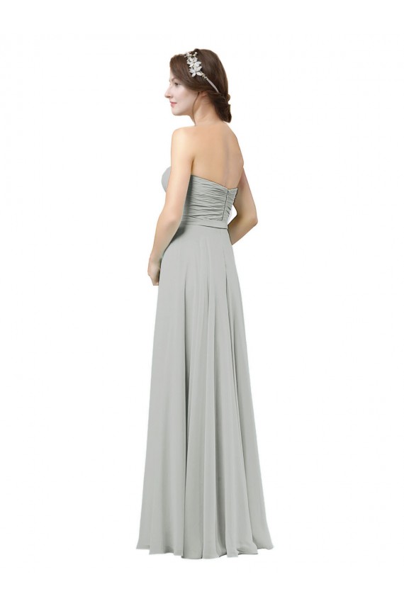 Sleeveless Sweetheart Soft Chiffon Silver Long Bridesmaid Dresses Cardiff