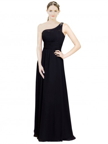 Sleeveless Sweetheart Chiffon Black Long Bridesmaid Dresses Cardiff
