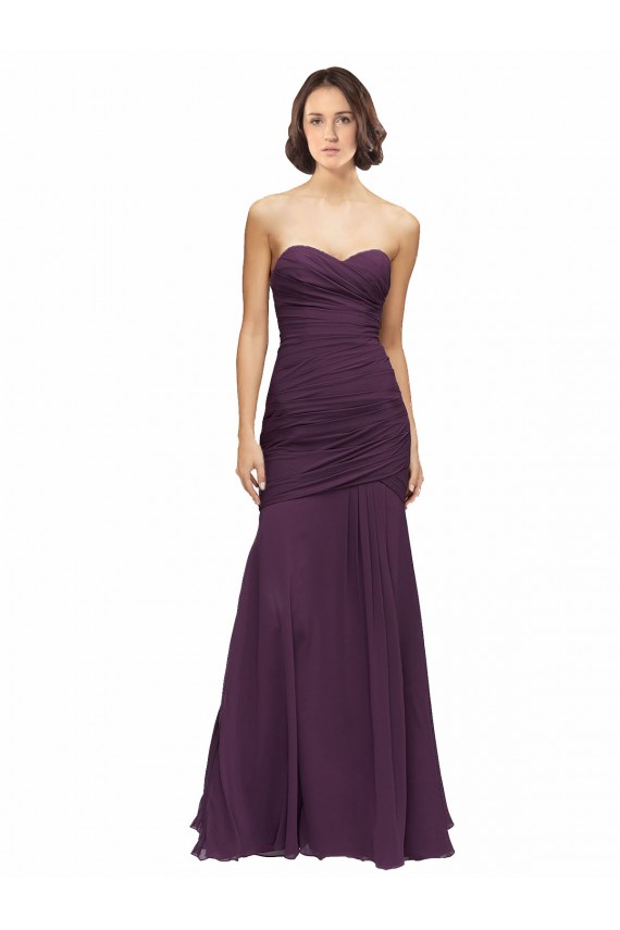 Sleeveless Sweetheart Soft Chiffon Grape Long Bridesmaid Dress Cardiff