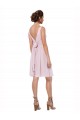 Sleeveless V-Neck Soft Chiffon Dark Navy Knee Length Bridesmaid Dress Cardiff