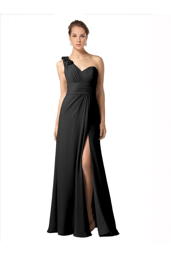 Sleeveless Sweetheart Soft Chiffon Black Long Bridesmaid Dress / Formal Dress Cardiff