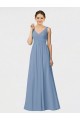 Sleeveless Sweetheart Soft Chiffon Dusty Blue Long Bridesmaid Gown Cardiff
