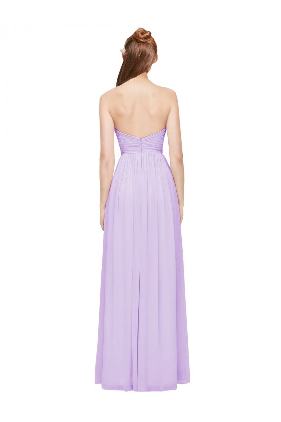 Sleeveless Strapless Soft Chiffon Lilac Long Evening Dress / Bridesmaid Dress Cardiff