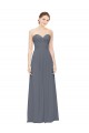 Sleeveless Sweetheart Soft Chiffon Slate Grey Long Bridesmaid Dress Cardiff