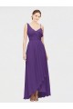 Sleeveless V-Neck Soft Chiffon Plum Purple Long High Low Bridesmaid Dress Cardiff
