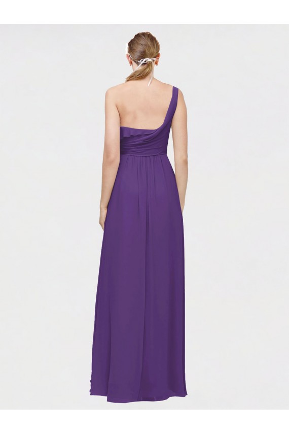 Sleeveless V-Neck Soft Chiffon Plum Purple Long High Low Bridesmaid Dress Cardiff