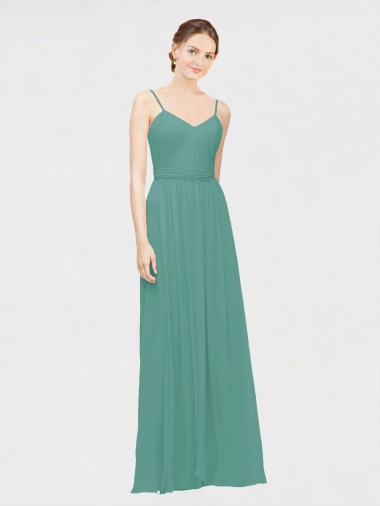 Sleeveless V-Neck Chiffon Icelandic Silver Long Bridesmaid Dress / Evening Dress Cardiff
