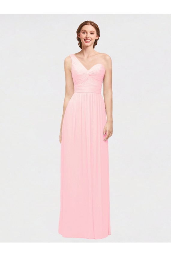 Sleeveless Sweetheart Soft Chiffon Pink Long Bridesmaid Dress Cardiff