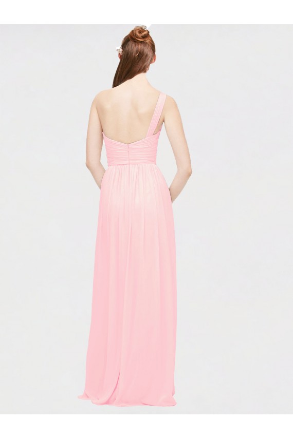 Sleeveless Sweetheart Soft Chiffon Pink Long Bridesmaid Dress Cardiff