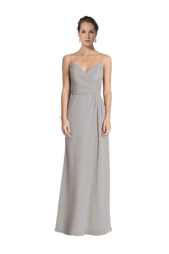 Sleeveless Sweetheart Soft Chiffon Silver Sheath Long Bridesmaid Dress Cardiff