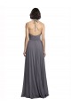 Sleeveless Halter Neck Soft Chiffon Slate Grey Long Bridesmaid Dress Cardiff