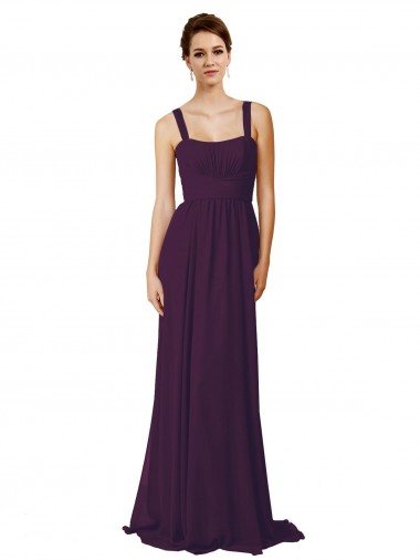 Sleeveless Spaghetti Straps Soft Chiffon Grape Sweep Train Bridesmaid Dress Cardiff