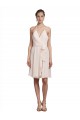 Sleeveless V-Neck Soft Chiffon Cream Pink Knee Length Bridesmaid Dress Cardiff