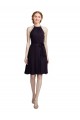Sleeveless High Neck Soft Chiffon Grape Knee Length Bridesmaid Dress Cardiff