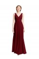 Sleeveless V-Neck Chiffon Burgundy Long Bridesmaid Dress / Evening Gowns Cardiff