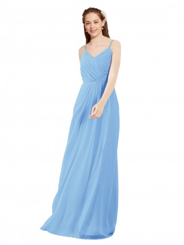 Sleeveless V-Neck Soft Chiffon Periwinkle Sheath Long Bridesmaid Dress Cardiff