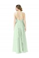 Sleeveless Halter Neck Soft Chiffon Sage Long Bridesmaid Dress Cardiff