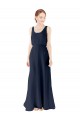 Sleeveless Scoop Neck Soft Chiffon Dark Navy Long Bridesmaid Dress Cardiff