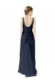 Sleeveless Scoop Neck Soft Chiffon Dark Navy Long Bridesmaid Dress Cardiff