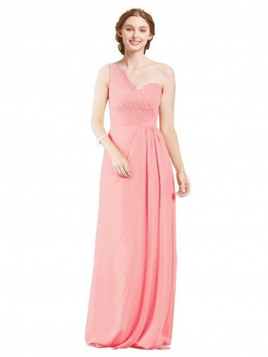 Sleeveless Sweetheart Soft Chiffon Salmon Long Bridal Party Dress Cardiff