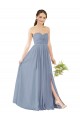 Sleeveless Sweetheart Soft Chiffon Dusty Blue Long Evening Gowns / Bridesmaid Dress Cardiff