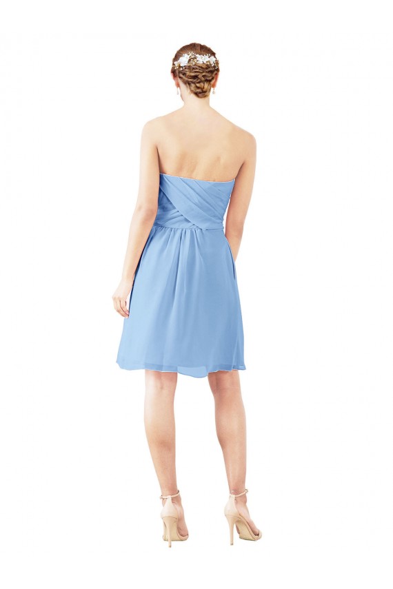 Sleeveless Strapless Soft Chiffon Periwinkle Knee Length Bridesmaid Dress Cardiff