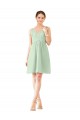 Sleeveless V-Neck Soft Chiffon Sage Knee Length Bridesmaid Dress Cardiff
