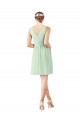Sleeveless V-Neck Soft Chiffon Sage Knee Length Bridesmaid Dress Cardiff