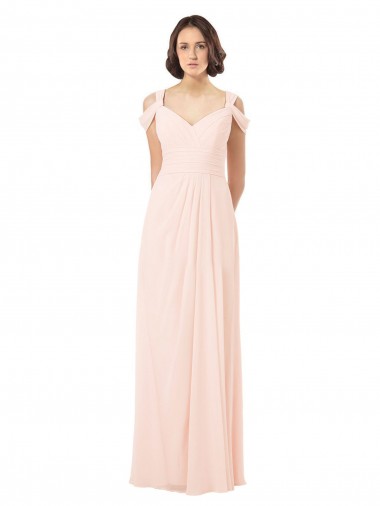 Sleeveless Sweetheart Chiffon Pink Long Bridesmaid Dress / Evening Dress Cardiff