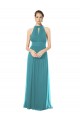 Sleeveless Halter Neck Soft Chiffon Hunter Long Bridesmaid Dress Cardiff