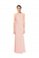 Sleeveless Halter Neck Chiffon Pink Long Bridesmaid Dress Cardiff