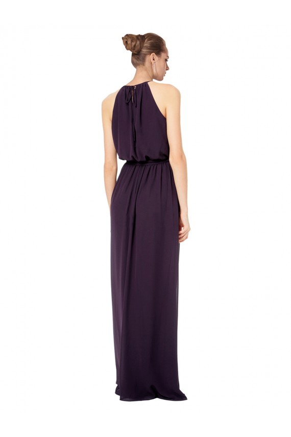 Sleeveless Halter Neck Chiffon Pink Long Bridesmaid Dress Cardiff