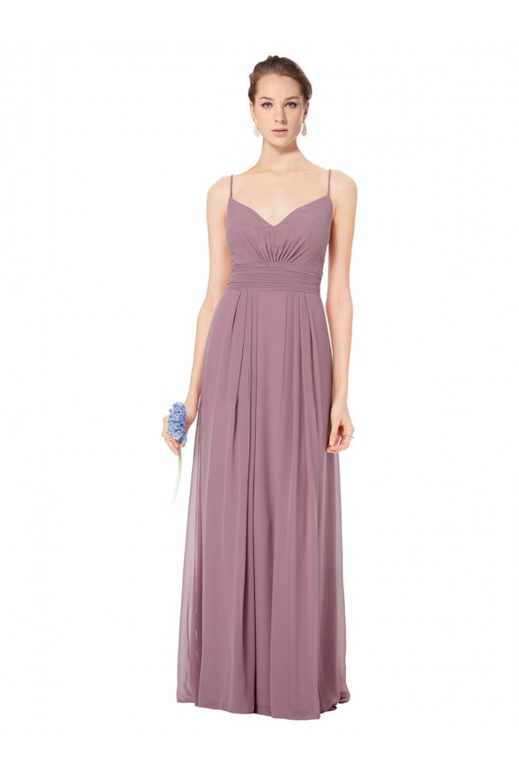 Sleeveless V-Neck Soft Chiffon Pink Long Bridesmaid Gowns Cardiff