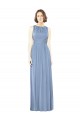 Sleeveless Bateau Neck Soft Chiffon Dusty Blue Long Bridesmaid Dress Cardiff