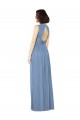 Sleeveless Bateau Neck Soft Chiffon Dusty Blue Long Bridesmaid Dress Cardiff