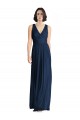 Sleeveless V-Neck Chiffon Dark Navy Long Floor Length Bridesmaid Dress Cardiff